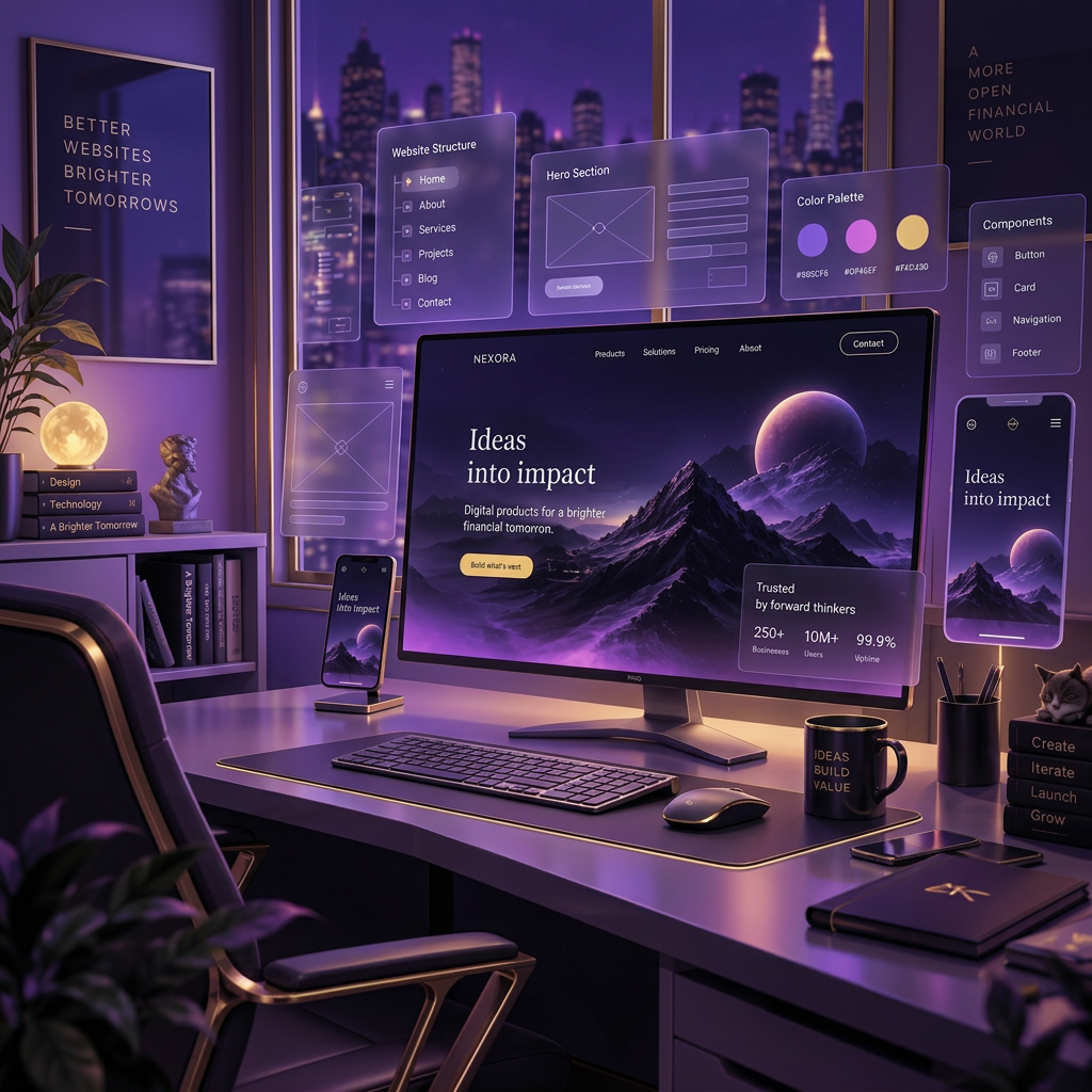 Prism Logic Digital workspace with website designs and UI wireframes