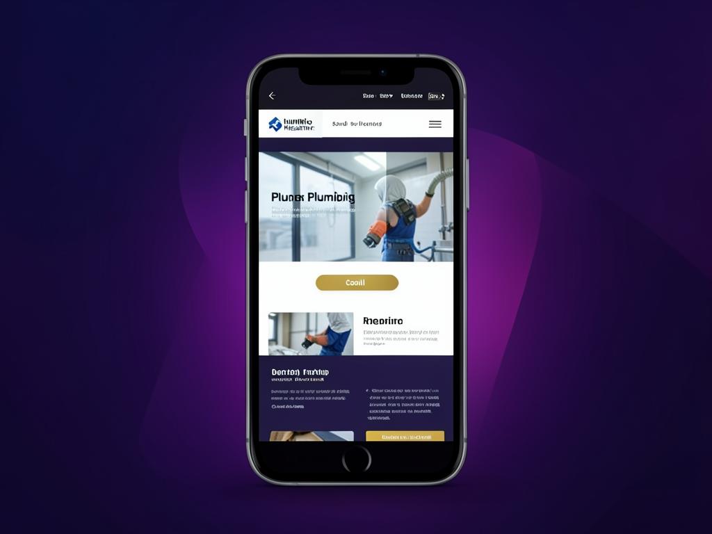 Mobile-first plumbing and heating website shown on a phone